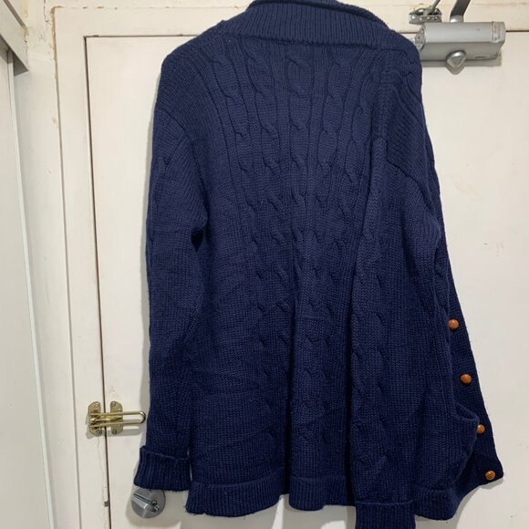 VINTAGE HARRY ROSEN TALL SLIM FIT CABLE KNIT WOOL SHAWL SWEATER CARDIGANS SIZE L - Picture 11 of 14